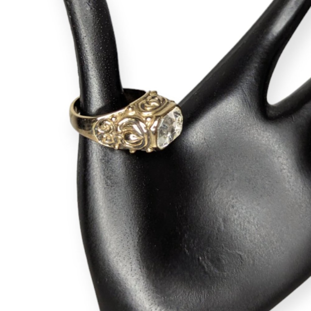 Gold Tone & Large Rhinestone Ring - Picture 2 of 9
